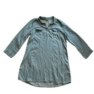 NWT Sonoma Shirt Dress Womens XL Blue Denim Long Sleeve Knee Length Missing Belt